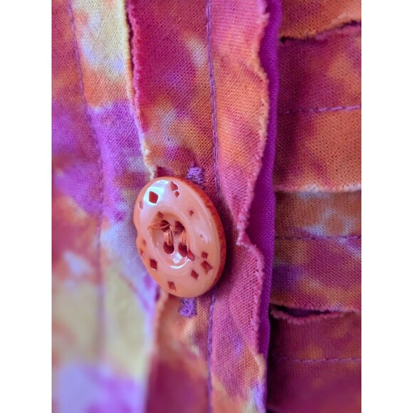 Life Style Top Women's L Vintage Strips Abstract Art Tie Dye Orange Pink Jacket - Picture 4 of 13